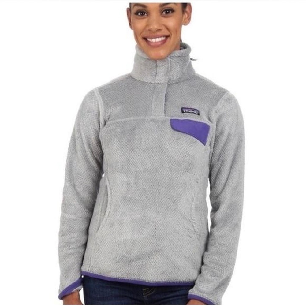 Patagonia Re-Tool Snap-T Pullover Women M Grey Purple‎ Fleece Gorpcore Polartec
